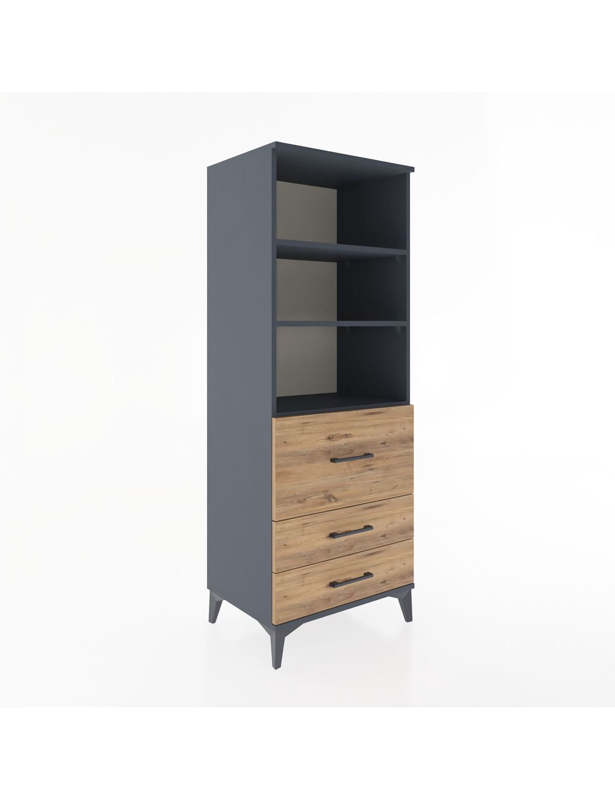 Hyperion Dolap 3 Raflı 3 Çekmeceli 60x44x163 Antrasit-Çam