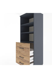 Hyperion Dolap 3 Raflı 3 Çekmeceli 60x44x163 Antrasit-Çam