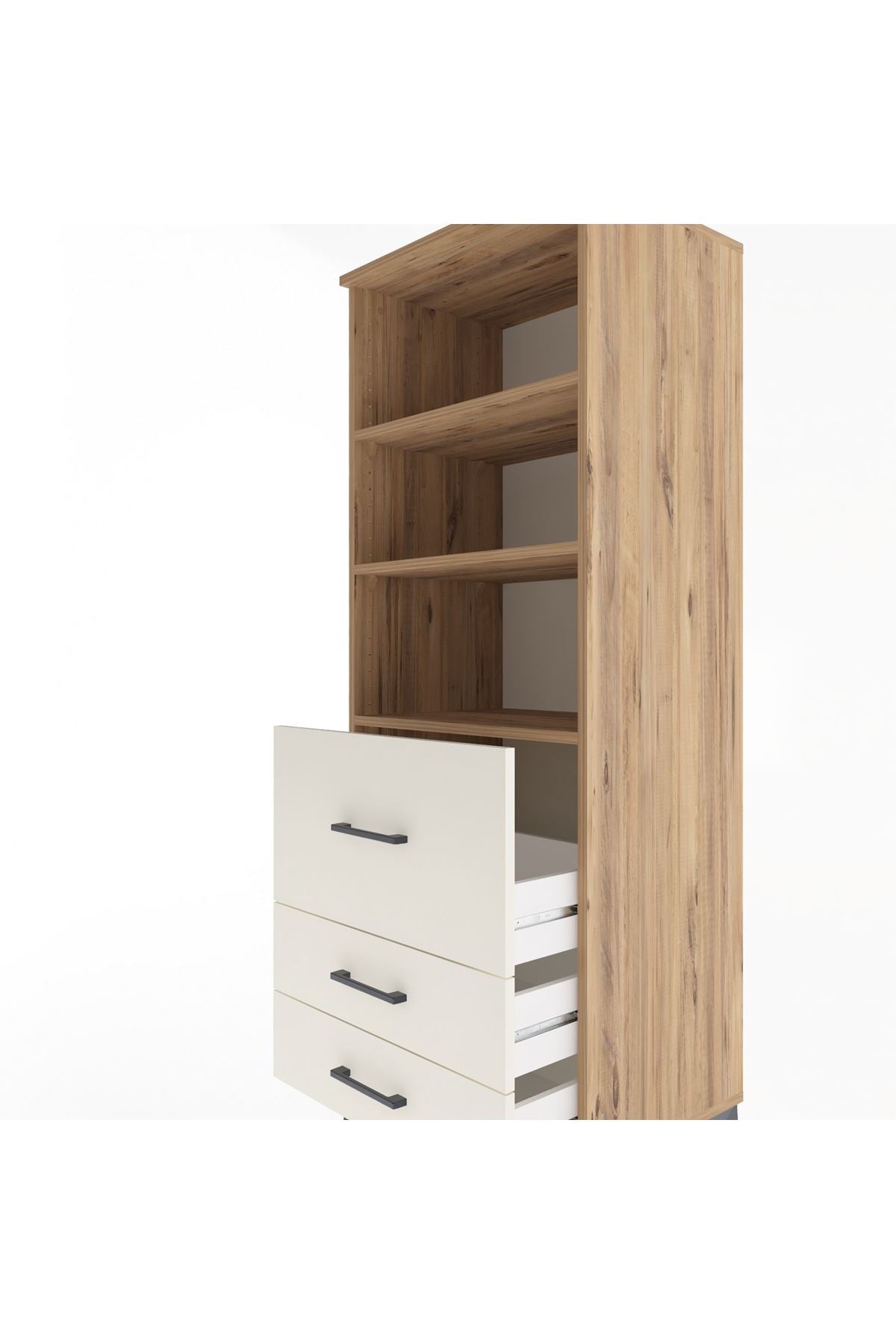 Hyperion Dolap 3 Raflı 3 Çekmeceli 60x44x163 Çam-Aytaşı