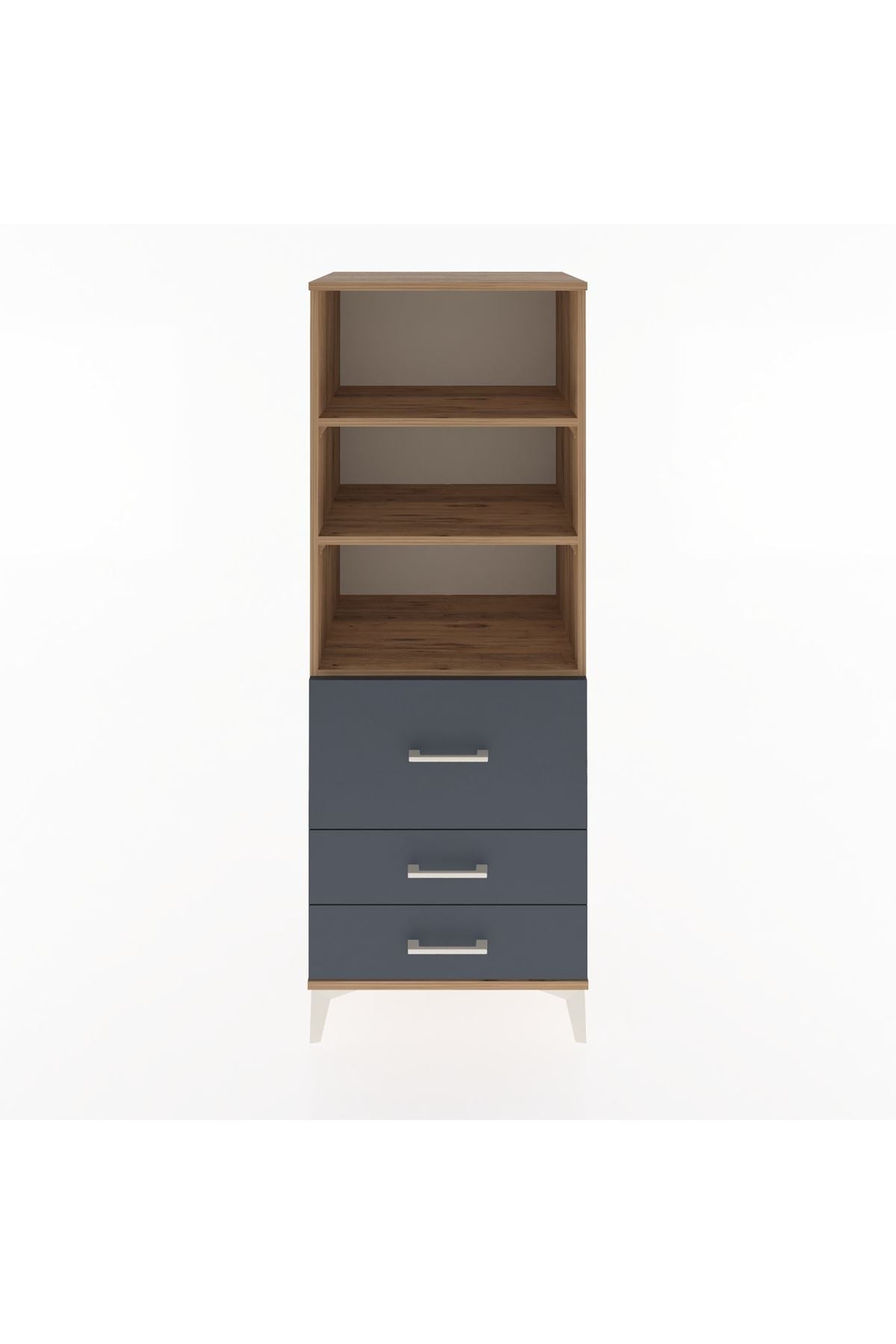 Hyperion Dolap 3 Raflı 3 Çekmeceli 60x44x163 Çam-Antrasit