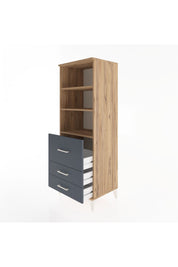 Hyperion Dolap 3 Raflı 3 Çekmeceli 60x44x163 Çam-Antrasit