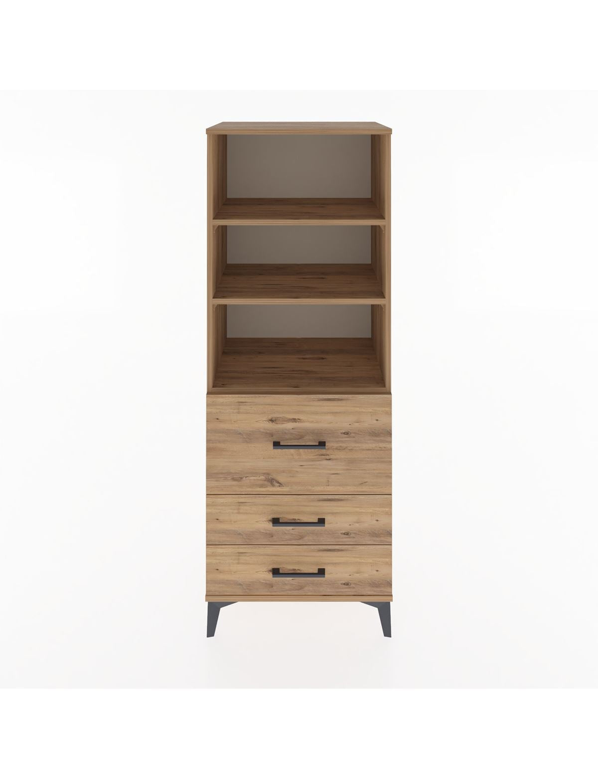 Hyperion Dolap 3 Raflı 3 Çekmeceli 60x44x163 Çam-Çam