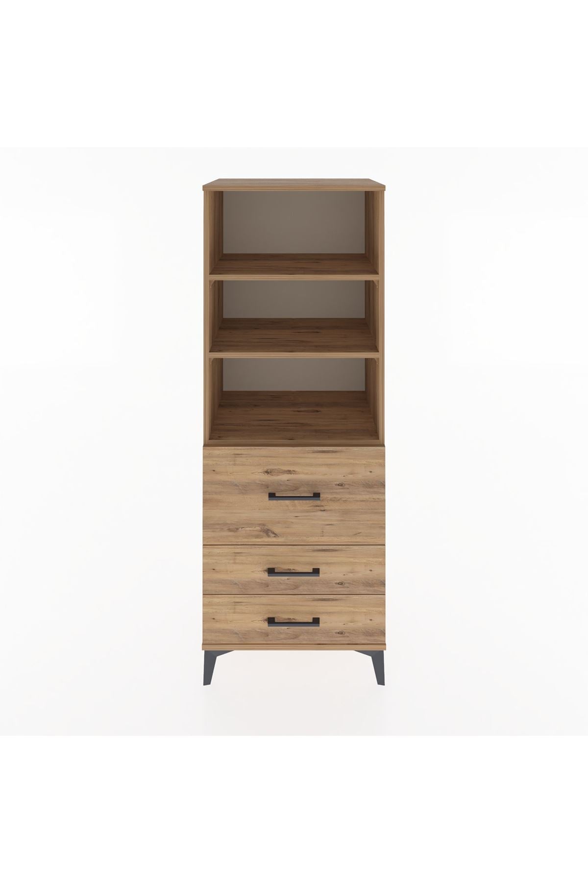 Hyperion Dolap 3 Raflı 3 Çekmeceli 60x44x163 Çam-Çam