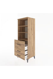 Hyperion Dolap 3 Raflı 3 Çekmeceli 60x44x163 Çam-Çam