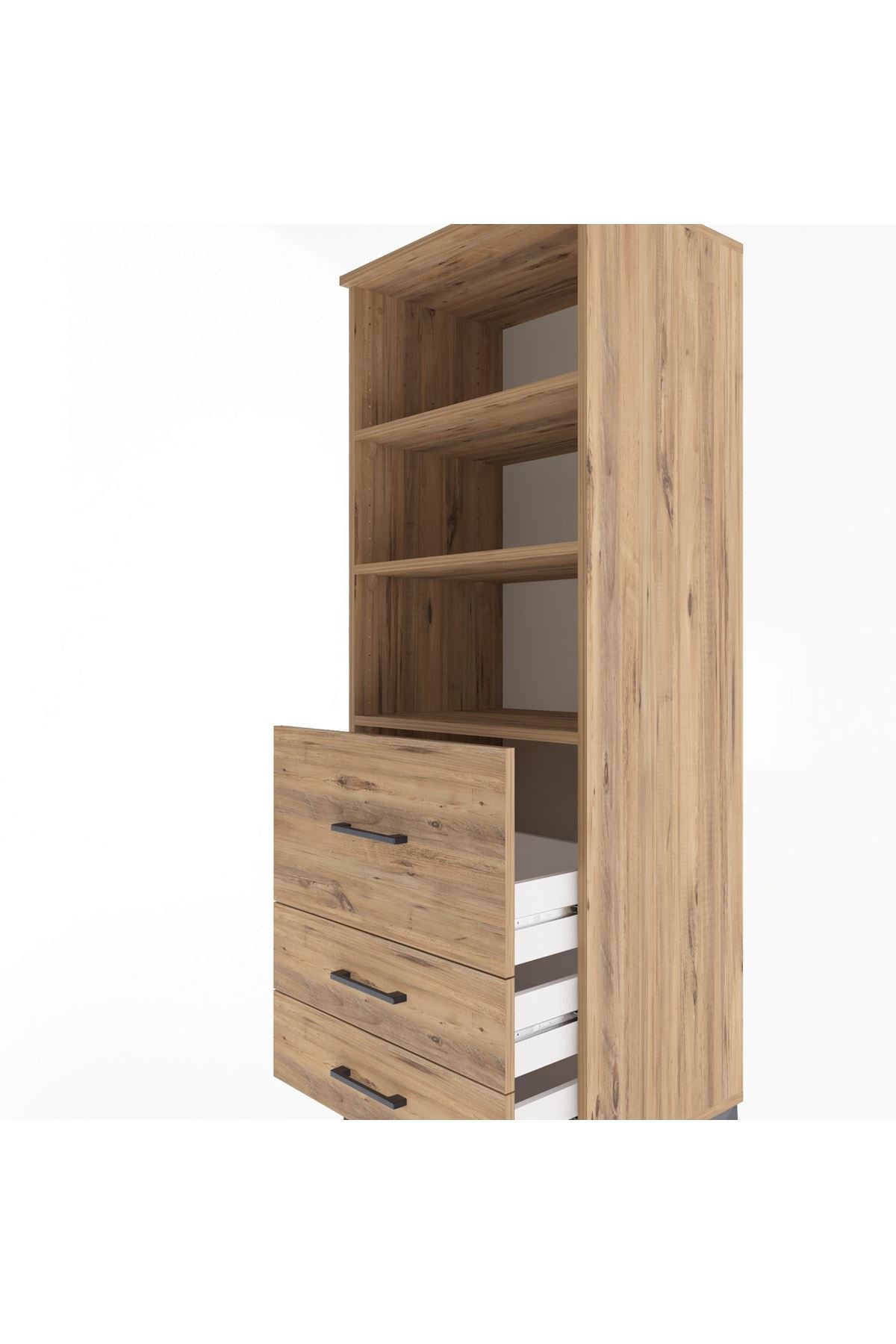 Hyperion Dolap 3 Raflı 3 Çekmeceli 60x44x163 Çam-Çam