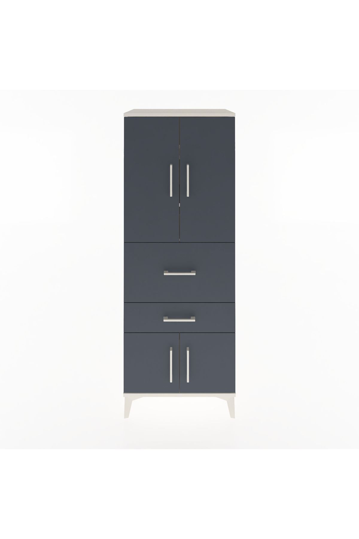 Hyperion Dolap 3 Raflı 2 Çekmeceli 4 Kapaklı 60x44x163 Aytaşı-Antrasit