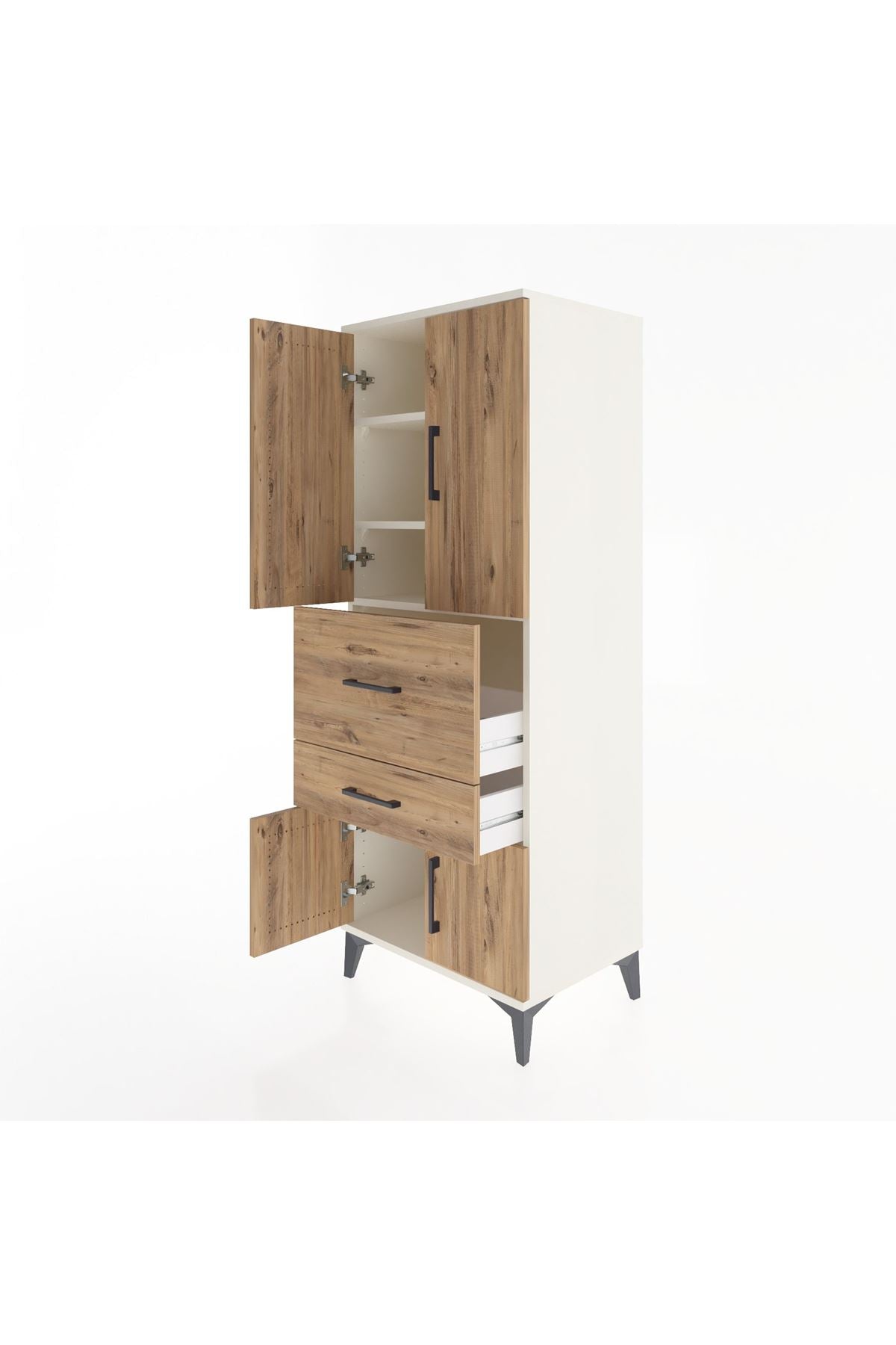 Hyperion Dolap 3 Raflı 2 Çekmeceli 4 Kapaklı 60x44x163 Aytaşı-Çam