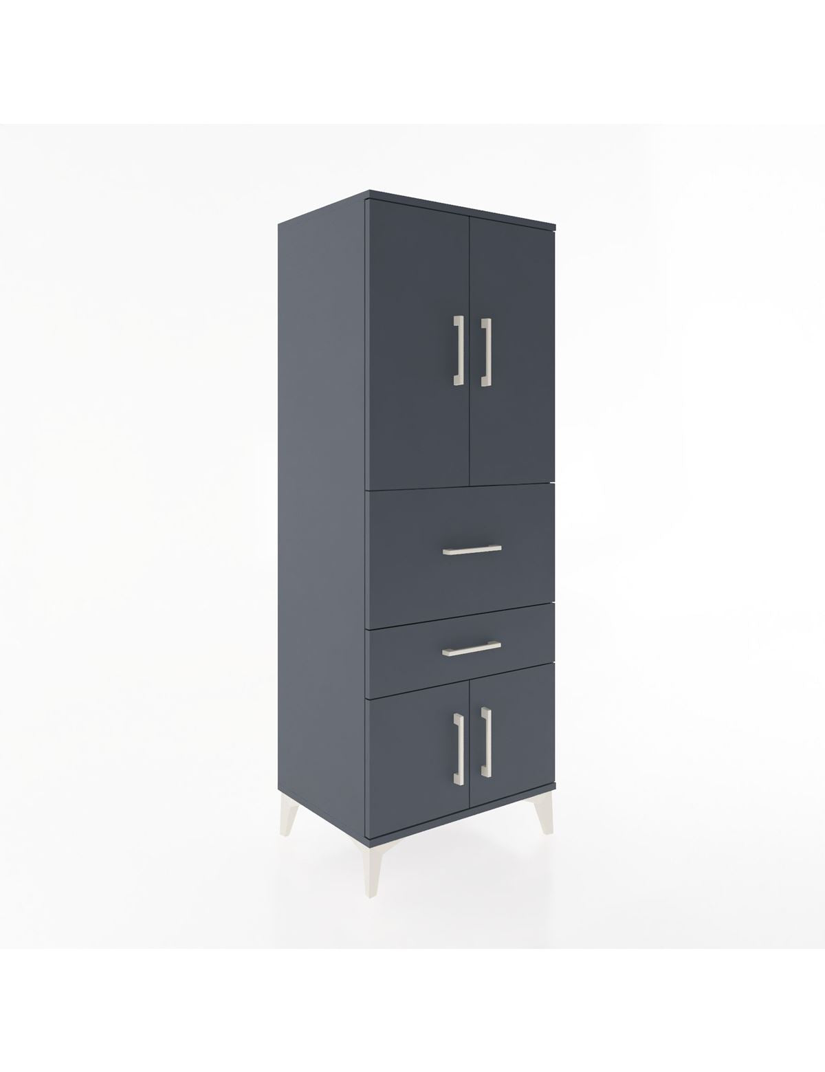 Hyperion Dolap 3 Raflı 2 Çekmeceli 4 Kapaklı 60x44x163 Antrasit-Antrasit