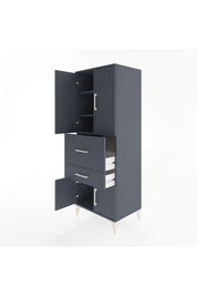 Hyperion Dolap 3 Raflı 2 Çekmeceli 4 Kapaklı 60x44x163 Antrasit-Antrasit