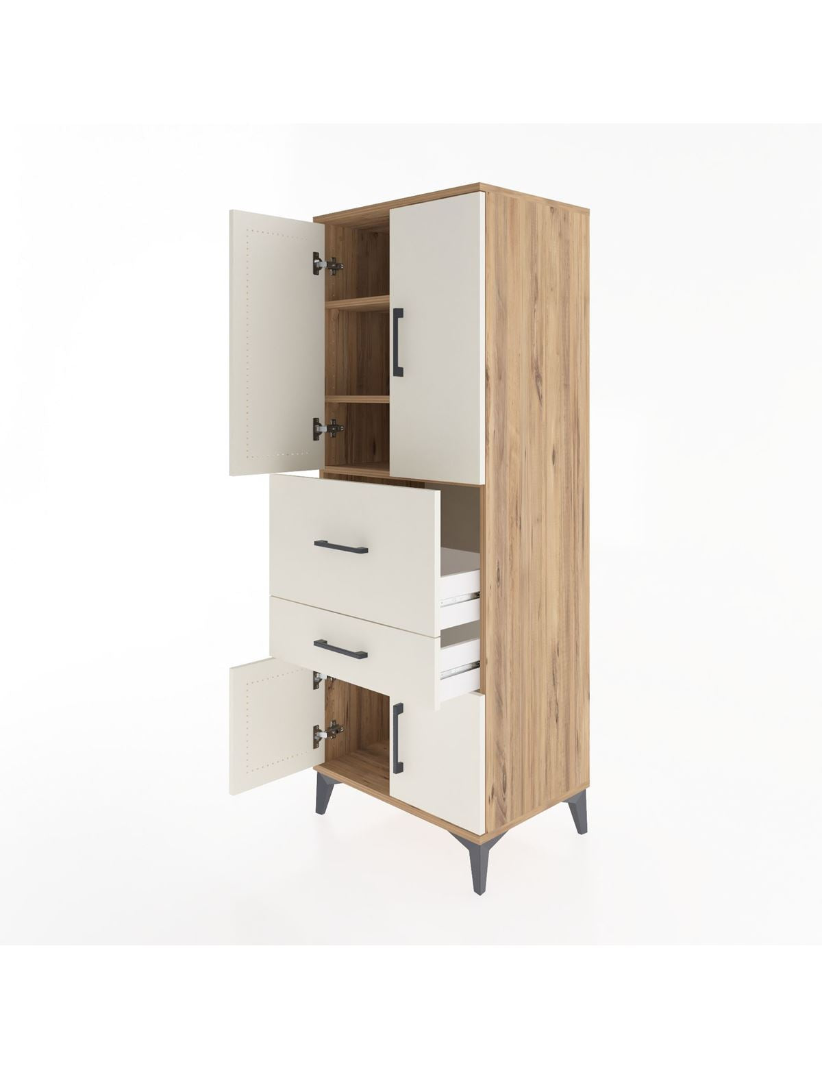 Hyperion Dolap 3 Raflı 2 Çekmeceli 4 Kapaklı 60x44x163 - S53M029V7B