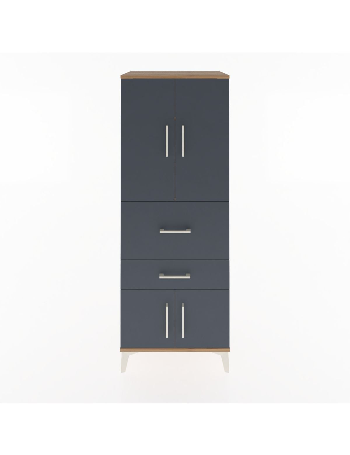 Hyperion Dolap 3 Raflı 2 Çekmeceli 4 Kapaklı 60x44x163 Çam-Antrasit