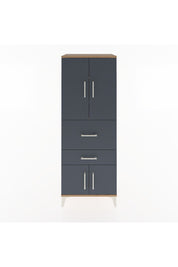 Hyperion Dolap 3 Raflı 2 Çekmeceli 4 Kapaklı 60x44x163 Çam-Antrasit