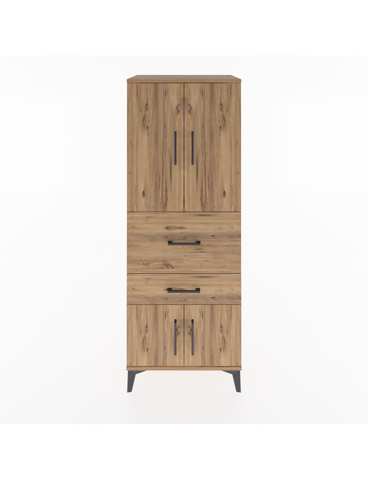 Hyperion Dolap 3 Raflı 2 Çekmeceli 4 Kapaklı 60x44x163 Çam-Çam