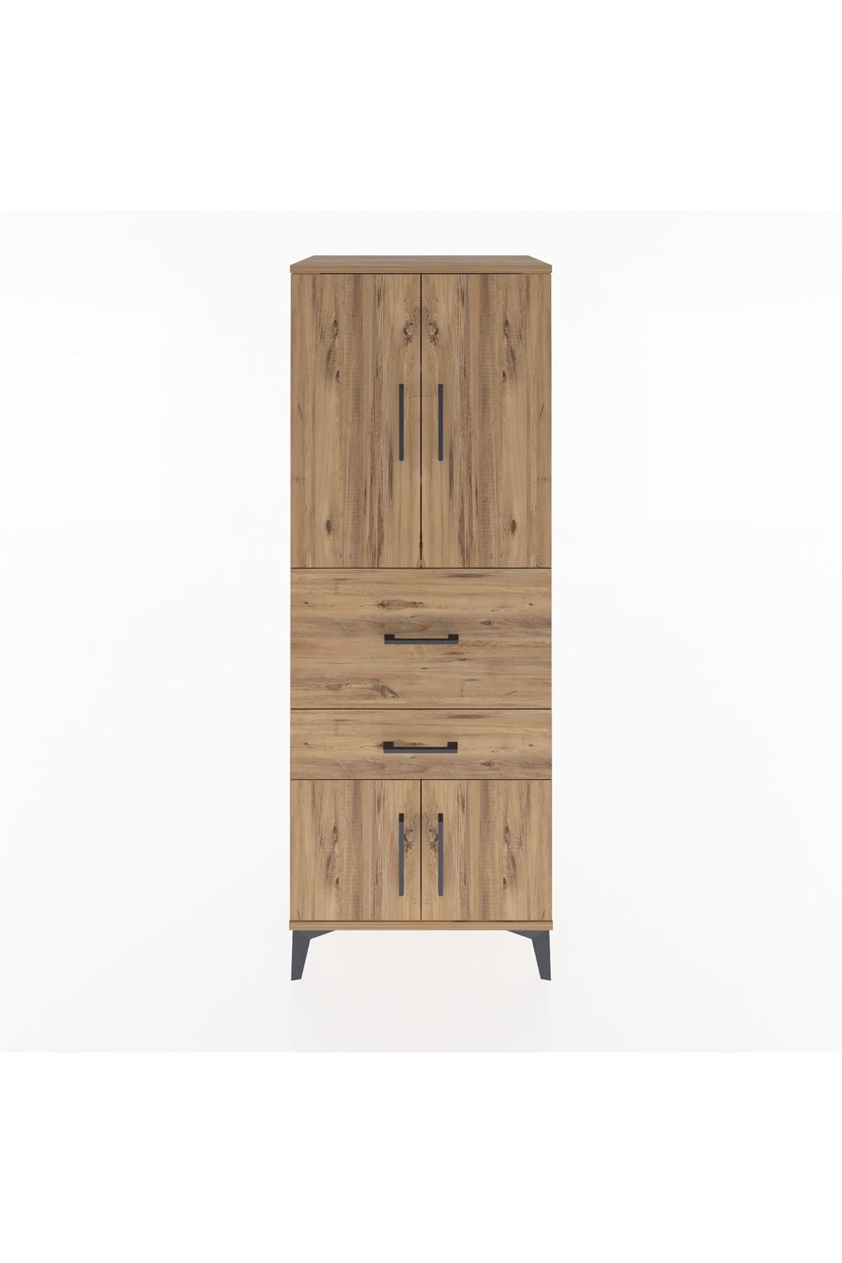 Hyperion Dolap 3 Raflı 2 Çekmeceli 4 Kapaklı 60x44x163 Çam-Çam