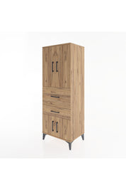Hyperion Dolap 3 Raflı 2 Çekmeceli 4 Kapaklı 60x44x163 Çam-Çam