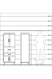 Hyperion Dolap 3 Raflı 2 Çekmeceli 4 Kapaklı 60x44x163 Çam-Çam