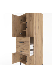 Hyperion Dolap 3 Raflı 2 Çekmeceli 4 Kapaklı 60x44x163 Çam-Çam