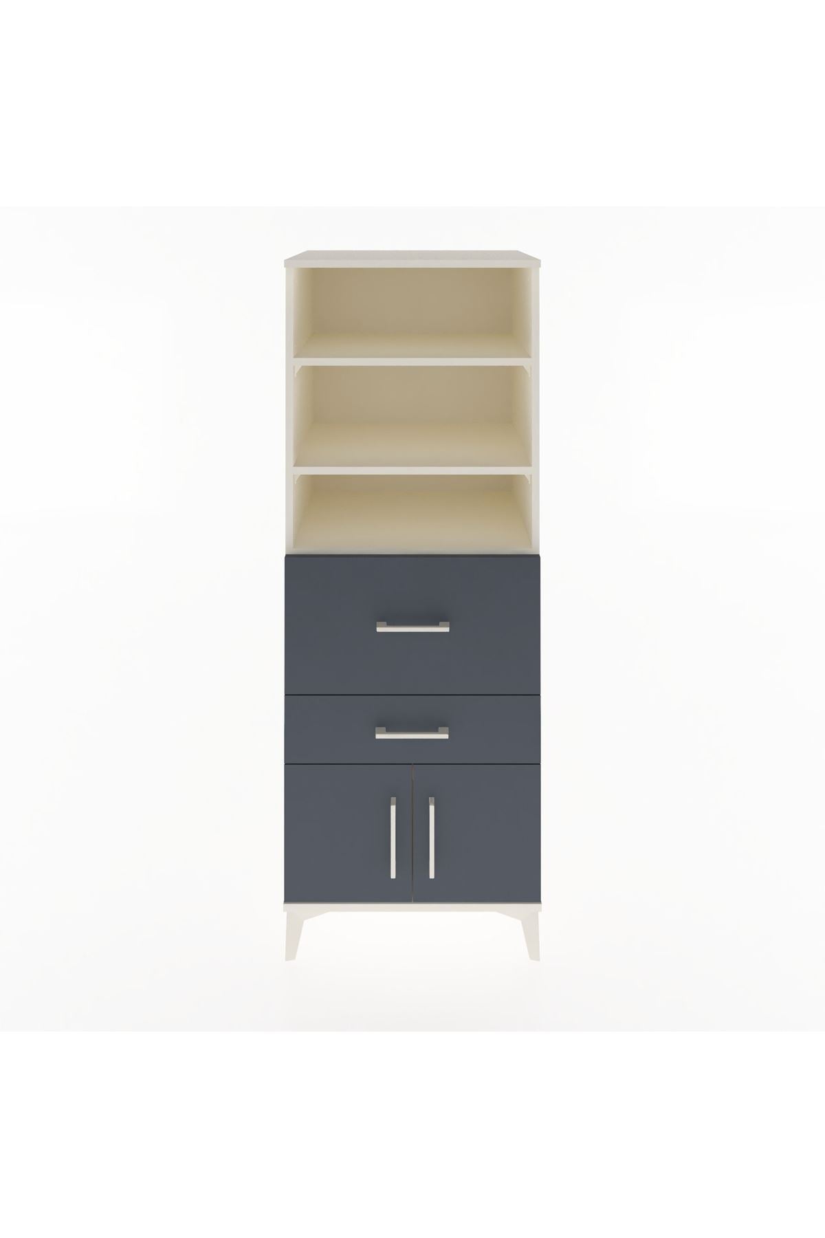 Hyperion Dolap 3 Raflı 2 Çekmeceli 2 Kapaklı 60x44x163 Aytaşı-Antrasit