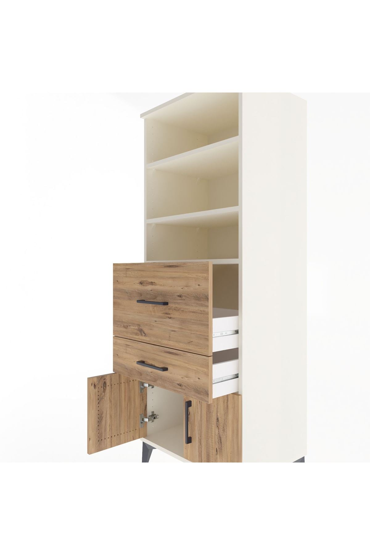 Hyperion Dolap 3 Raflı 2 Çekmeceli 2 Kapaklı 60x44x163 Aytaşı-Çam