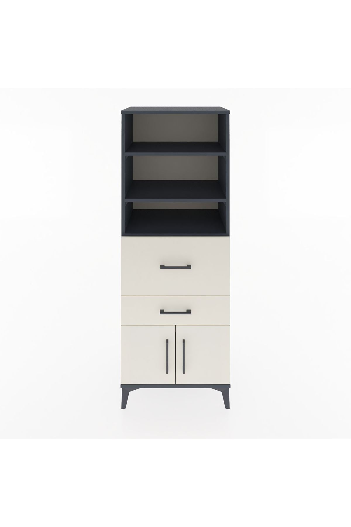 Hyperion Dolap 3 Raflı 2 Çekmeceli 2 Kapaklı 60x44x163 Antrasit-Aytaşı