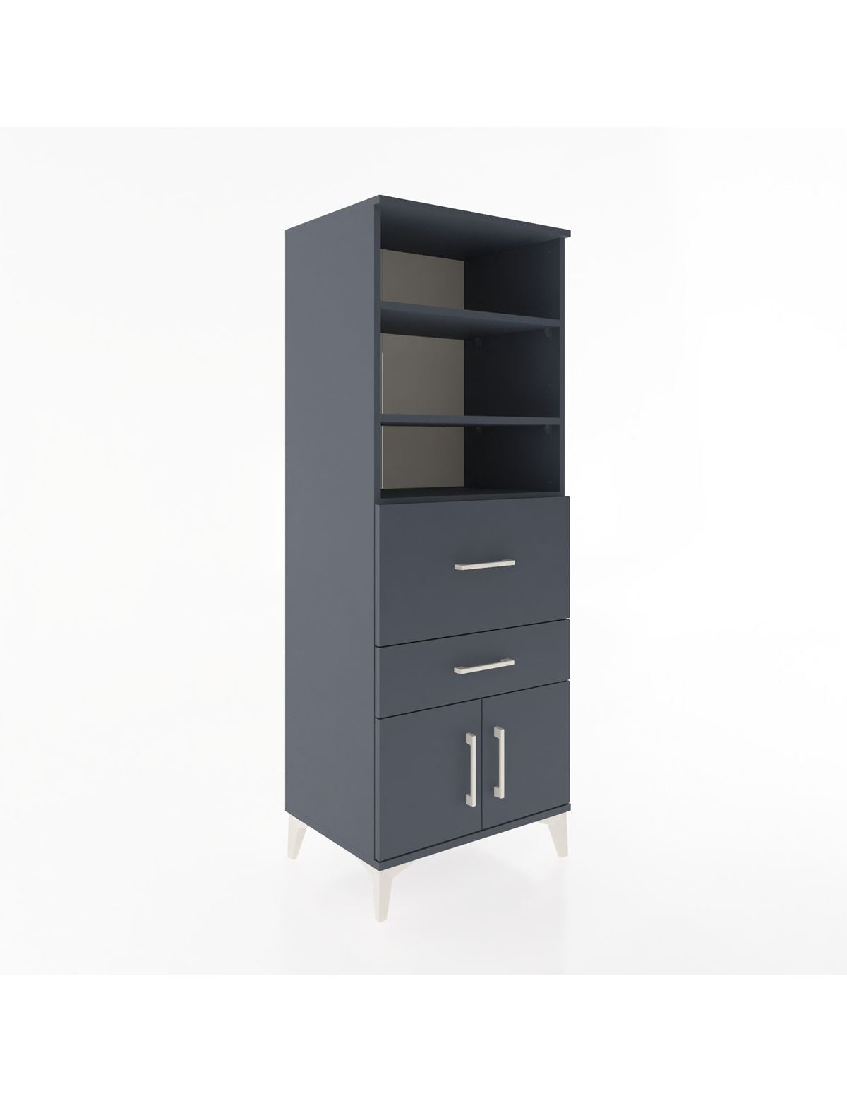 Hyperion Dolap 3 Raflı 2 Çekmeceli 2 Kapaklı 60x44x163 Antrasit-Antrasit
