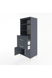 Hyperion Dolap 3 Raflı 2 Çekmeceli 2 Kapaklı 60x44x163 Antrasit-Antrasit