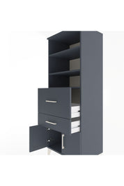 Hyperion Dolap 3 Raflı 2 Çekmeceli 2 Kapaklı 60x44x163 Antrasit-Antrasit