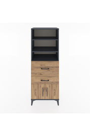 Hyperion Dolap 3 Raflı 2 Çekmeceli 2 Kapaklı 60x44x163 Antrasit-Çam