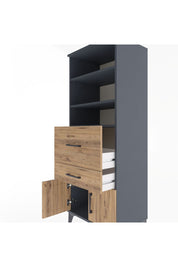 Hyperion Dolap 3 Raflı 2 Çekmeceli 2 Kapaklı 60x44x163 Antrasit-Çam