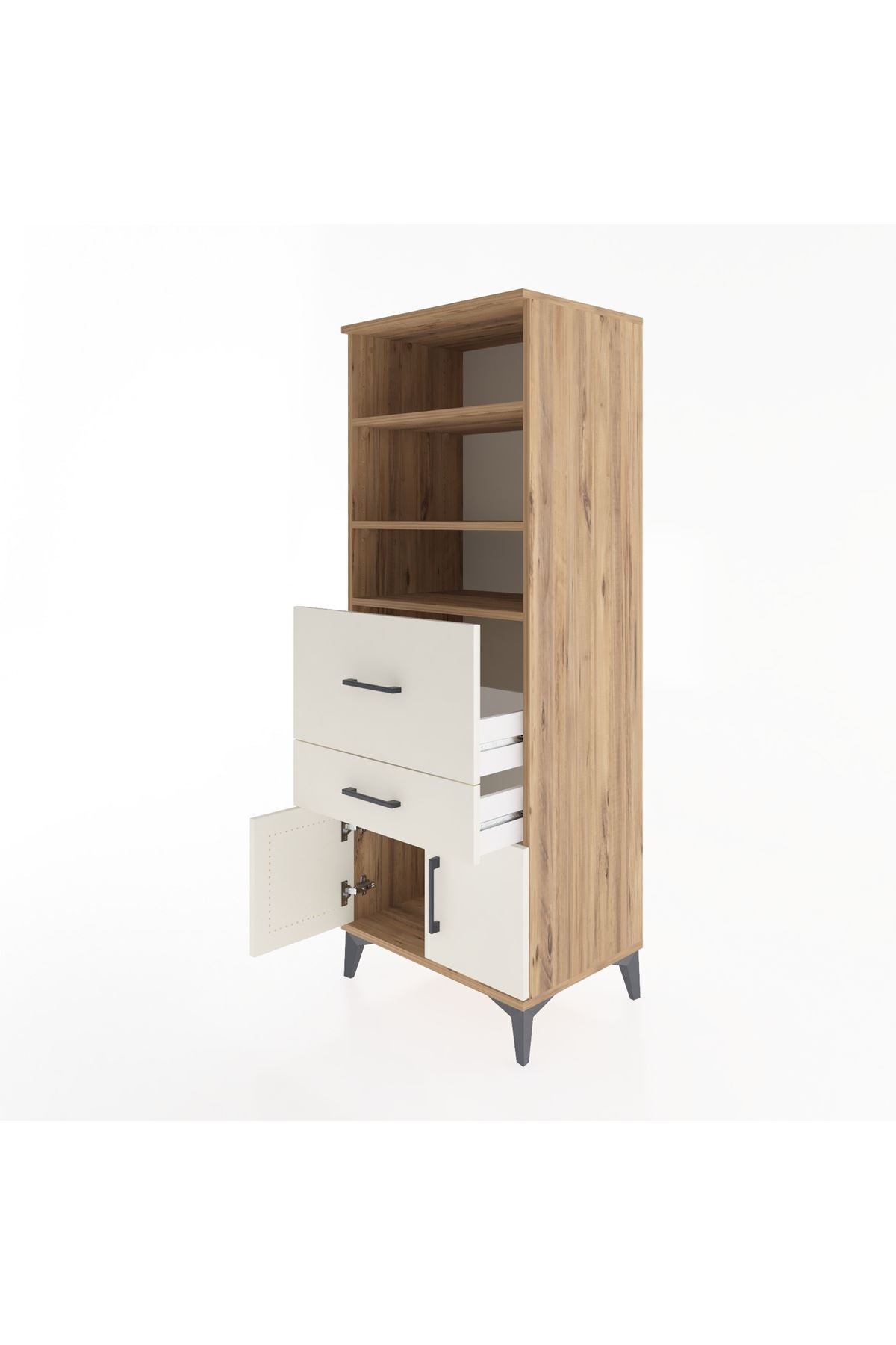 Hyperion Dolap 3 Raflı 2 Çekmeceli 2 Kapaklı 60x44x163 Çam-Aytaşı