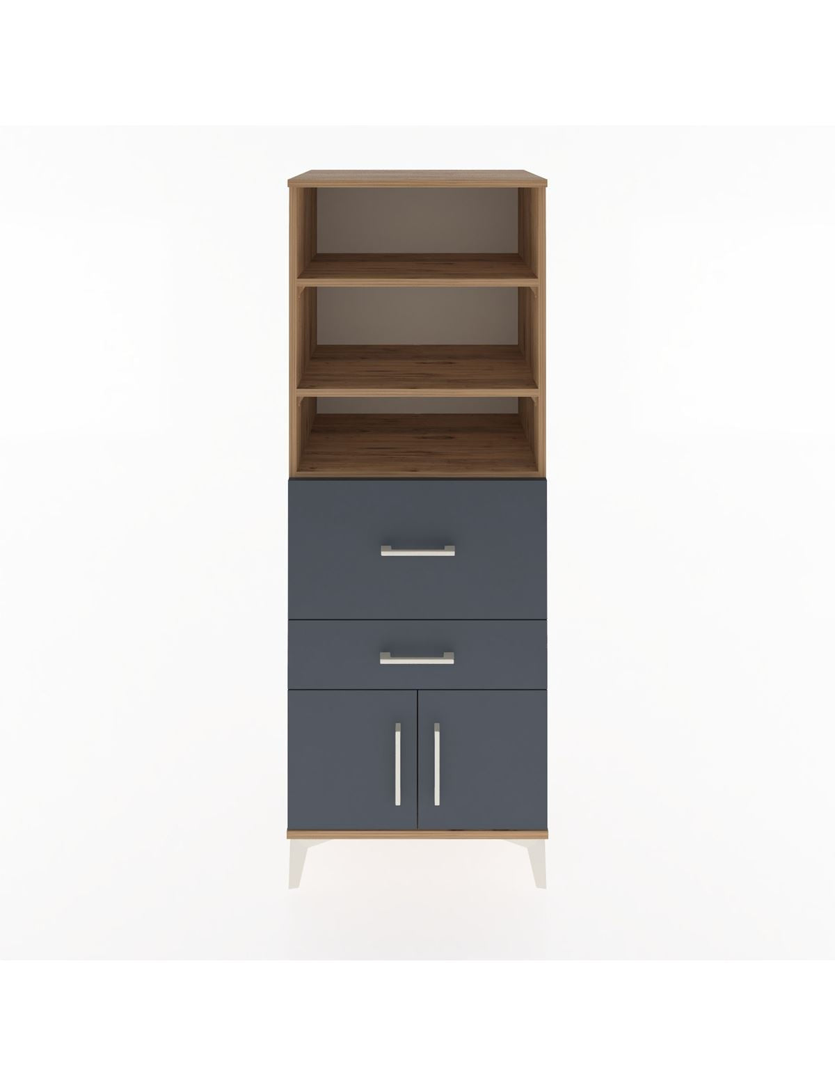 Hyperion Dolap 3 Raflı 2 Çekmeceli 2 Kapaklı 60x44x163 Çam-Antrasit