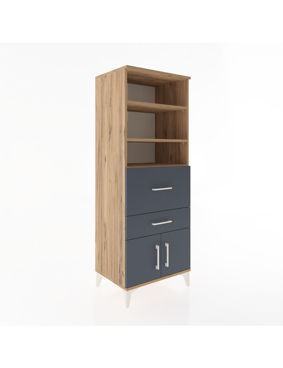 Hyperion Dolap 3 Raflı 2 Çekmeceli 2 Kapaklı 60x44x163 Çam-Antrasit