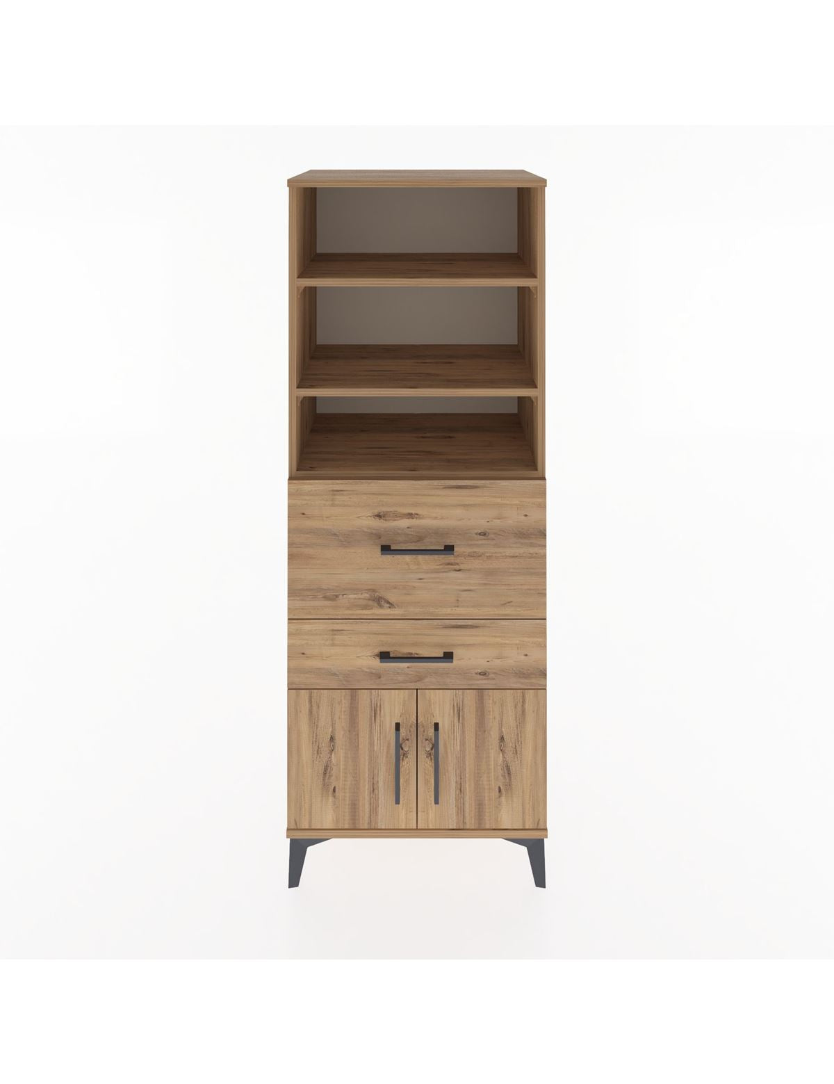 Hyperion Dolap 3 Raflı 2 Çekmeceli 2 Kapaklı 60x44x163 Çam-Çam