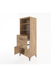 Hyperion Dolap 3 Raflı 2 Çekmeceli 2 Kapaklı 60x44x163 Çam-Çam