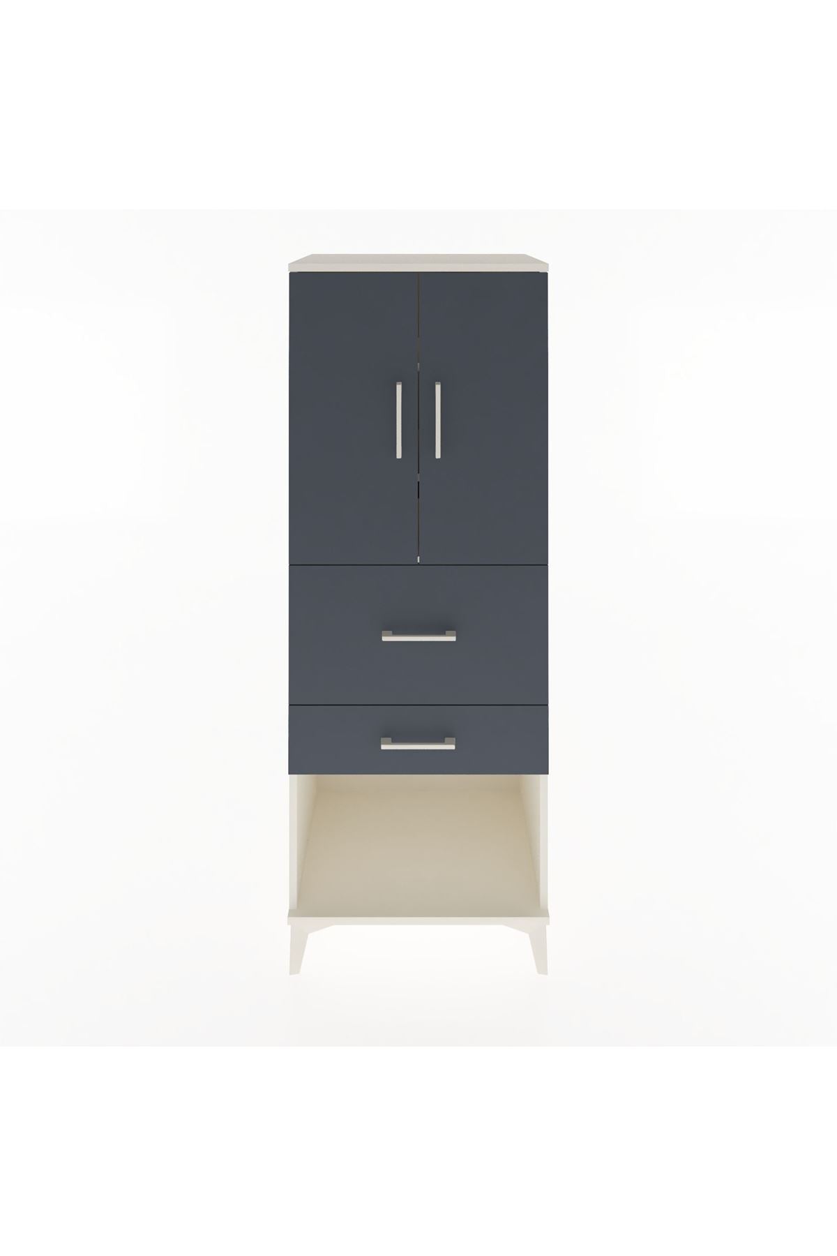 Hyperion Dolap 3 Raflı 2 Çekmeceli 2 Kapaklı 60x44x163 Aytaşı-Antrasit