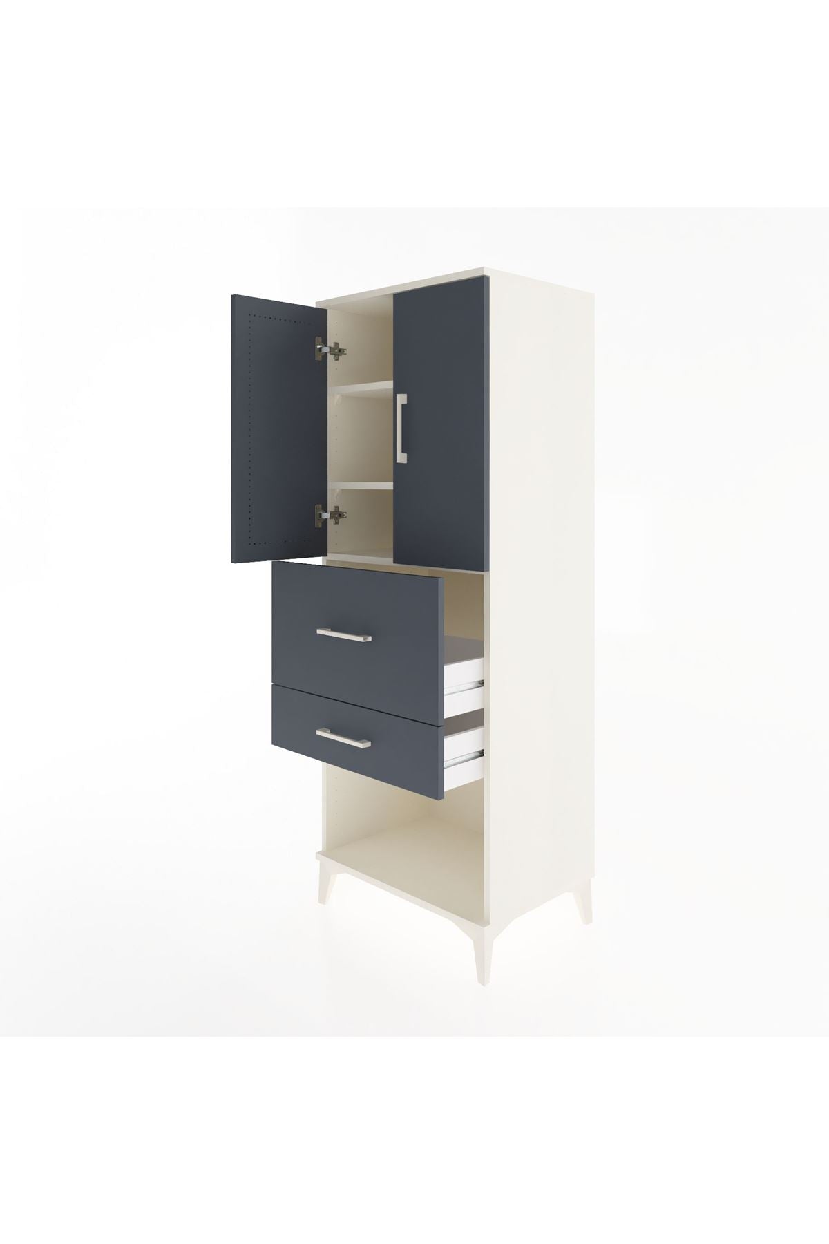 Hyperion Dolap 3 Raflı 2 Çekmeceli 2 Kapaklı 60x44x163 Aytaşı-Antrasit