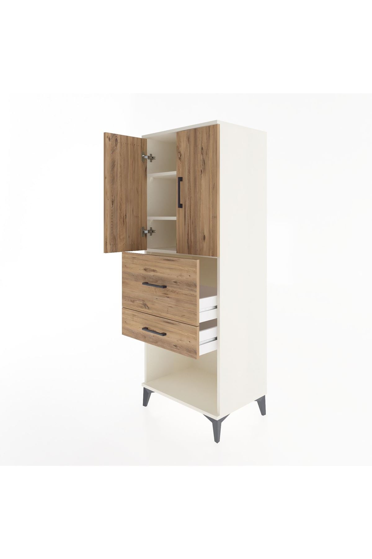 Hyperion Dolap 3 Raflı 2 Çekmeceli 2 Kapaklı 60x44x163 Aytaşı-Çam