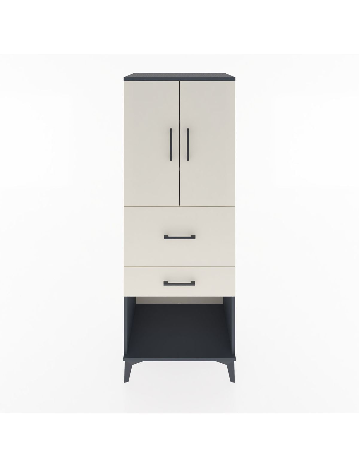 Hyperion Dolap 3 Raflı 2 Çekmeceli 2 Kapaklı 60x44x163 Antrasit-Aytaşı