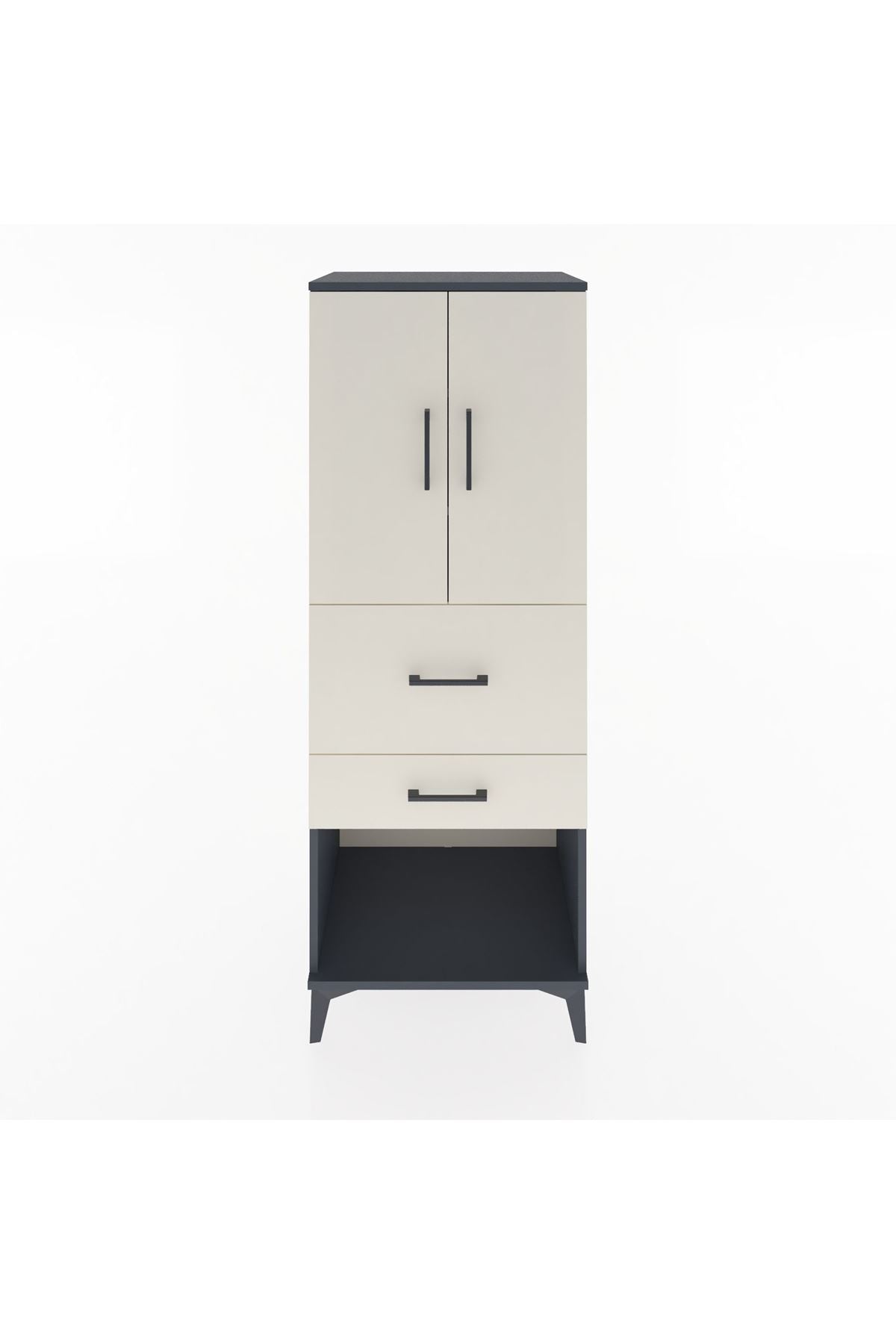 Hyperion Dolap 3 Raflı 2 Çekmeceli 2 Kapaklı 60x44x163 Antrasit-Aytaşı