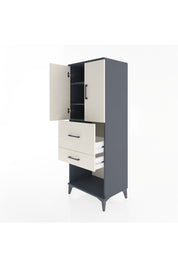 Hyperion Dolap 3 Raflı 2 Çekmeceli 2 Kapaklı 60x44x163 Antrasit-Aytaşı