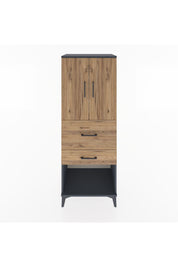 Hyperion Dolap 3 Raflı 2 Çekmeceli 2 Kapaklı 60x44x163 Antrasit-Çam