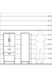 Hyperion Dolap 3 Raflı 2 Çekmeceli 2 Kapaklı 60x44x163 Antrasit-Çam