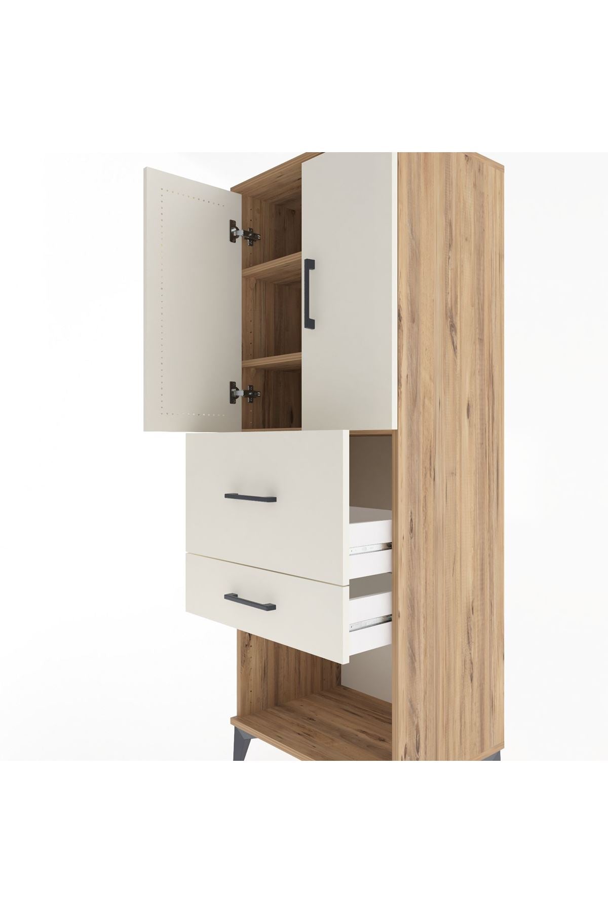 Hyperion Dolap 3 Raflı 2 Çekmeceli 2 Kapaklı 60x44x163 Çam-Aytaşı