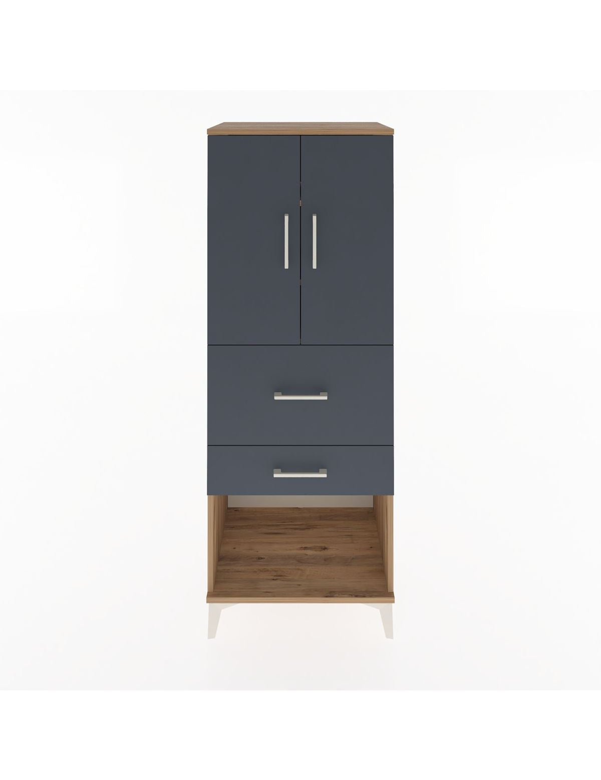 Hyperion Dolap 3 Raflı 2 Çekmeceli 2 Kapaklı 60x44x163 Çam-Antrasit