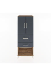 Hyperion Dolap 3 Raflı 2 Çekmeceli 2 Kapaklı 60x44x163 Çam-Antrasit