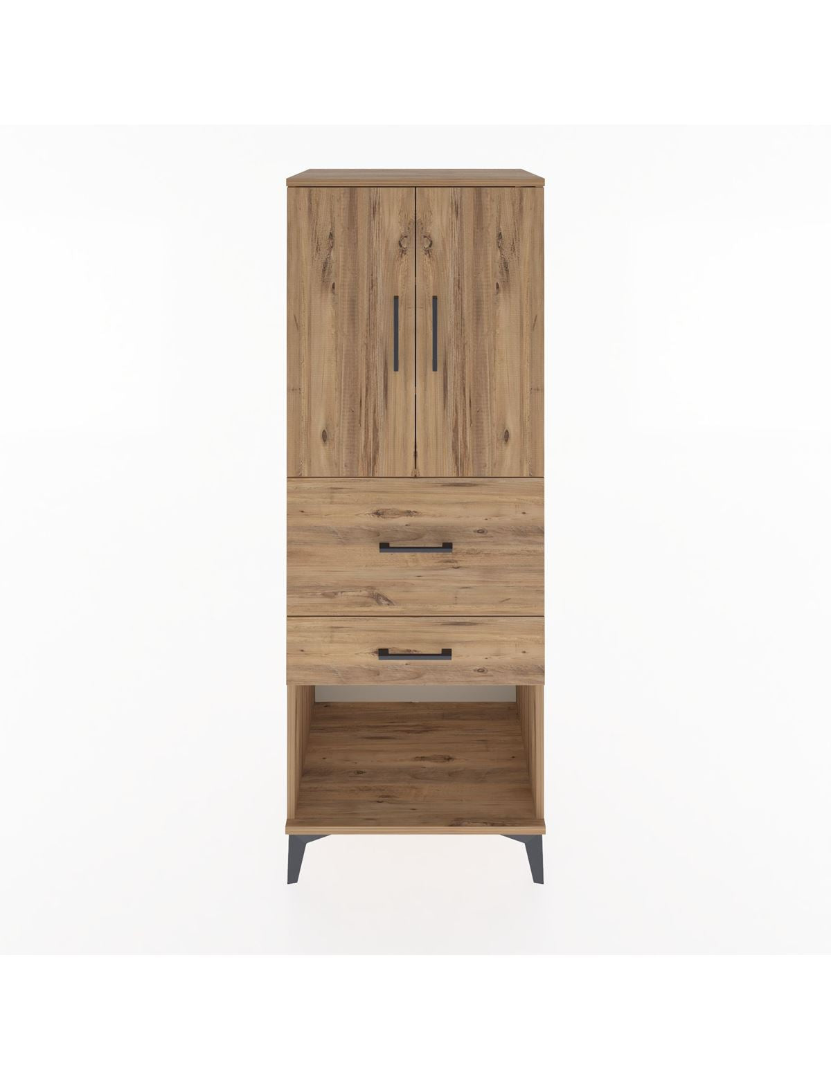 Hyperion Dolap 3 Raflı 2 Çekmeceli 2 Kapaklı 60x44x163 Çam-Çam