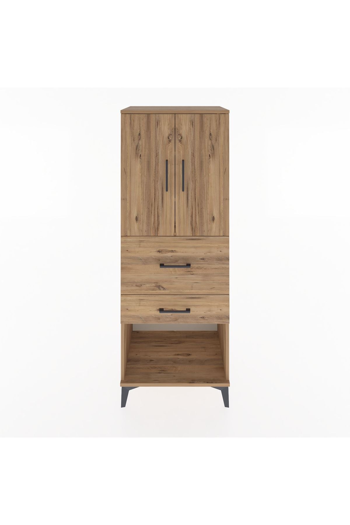 Hyperion Dolap 3 Raflı 2 Çekmeceli 2 Kapaklı 60x44x163 Çam-Çam