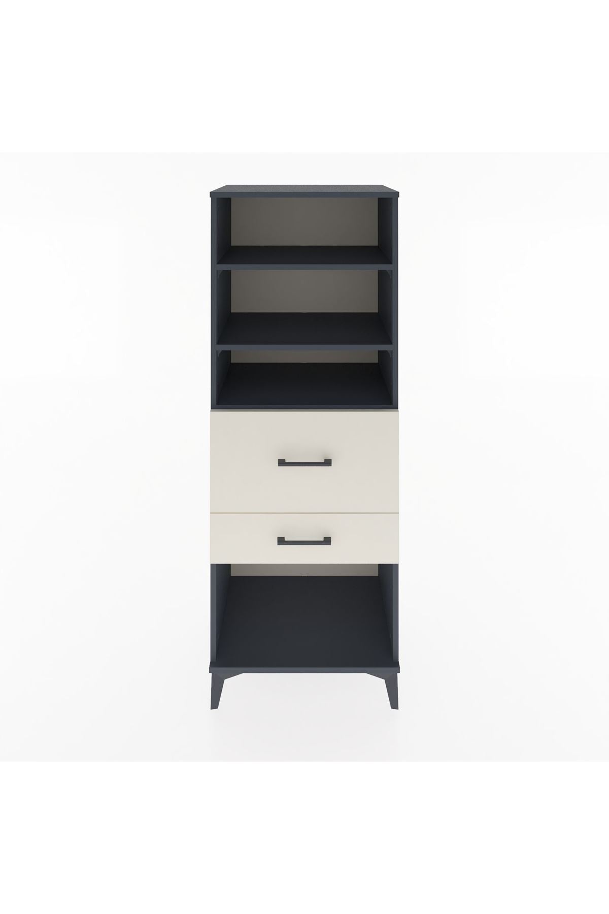 Hyperion Dolap 3 Raflı 2 Çekmeceli 60x44x163 Antrasit-Aytaşı