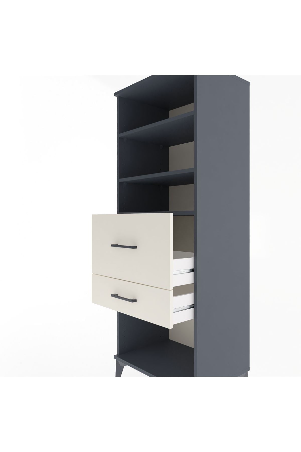 Hyperion Dolap 3 Raflı 2 Çekmeceli 60x44x163 Antrasit-Aytaşı