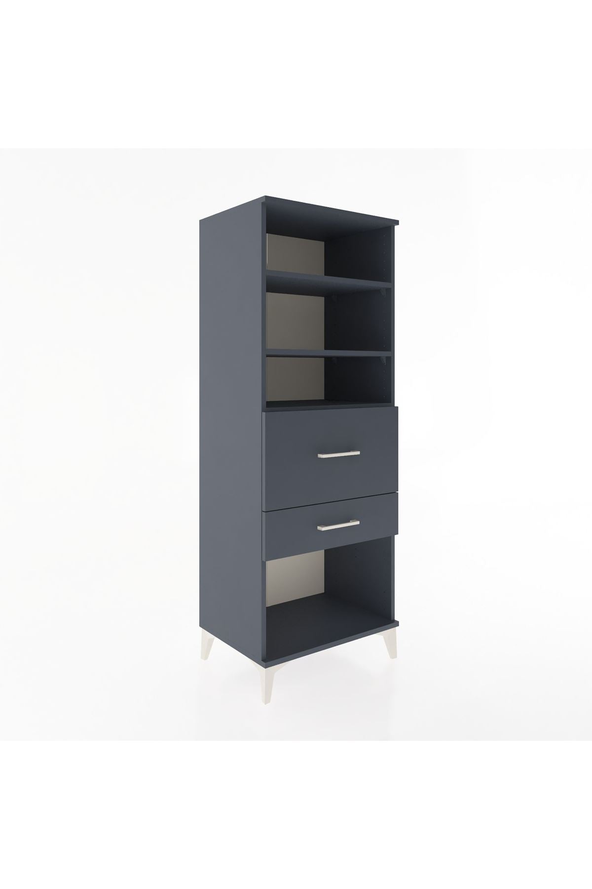 Hyperion Dolap 3 Raflı 2 Çekmeceli 60x44x163 Antrasit-Antrasit